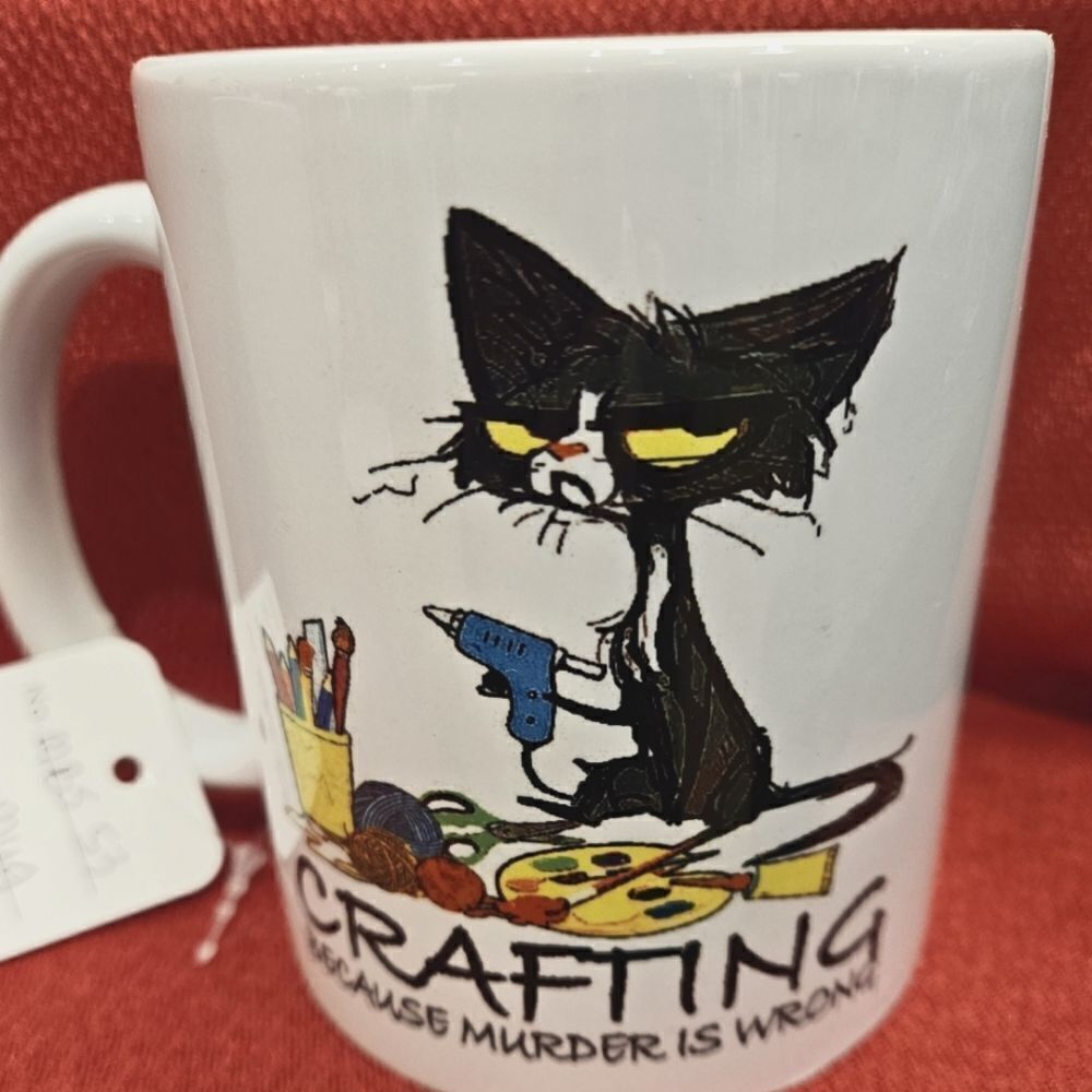 Crafting because murder is wrong coffee mug